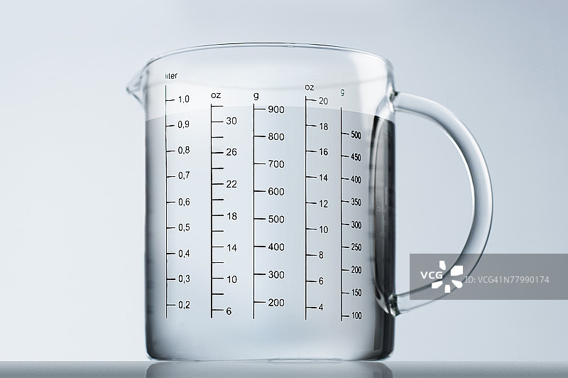 装满水的量壶图片素材