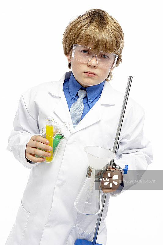 打扮成化学家的男孩图片素材
