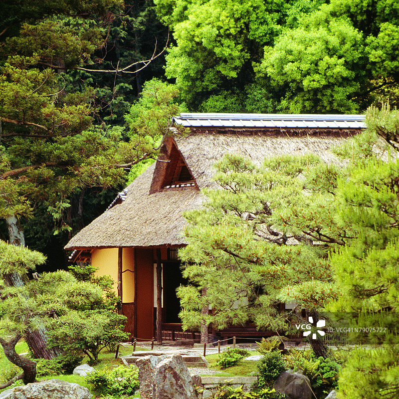 京都桂离宫内的花园房屋，日本图片素材