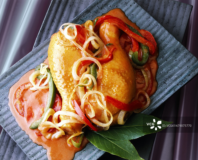 高角度视图的鸡肉莎莎酱图片素材