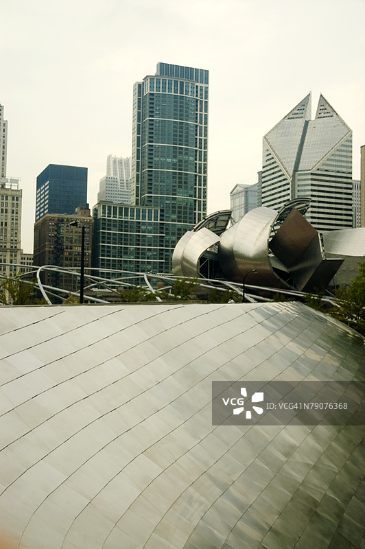 从低角度看芝加哥市的建筑，伊利诺伊州，美国图片素材