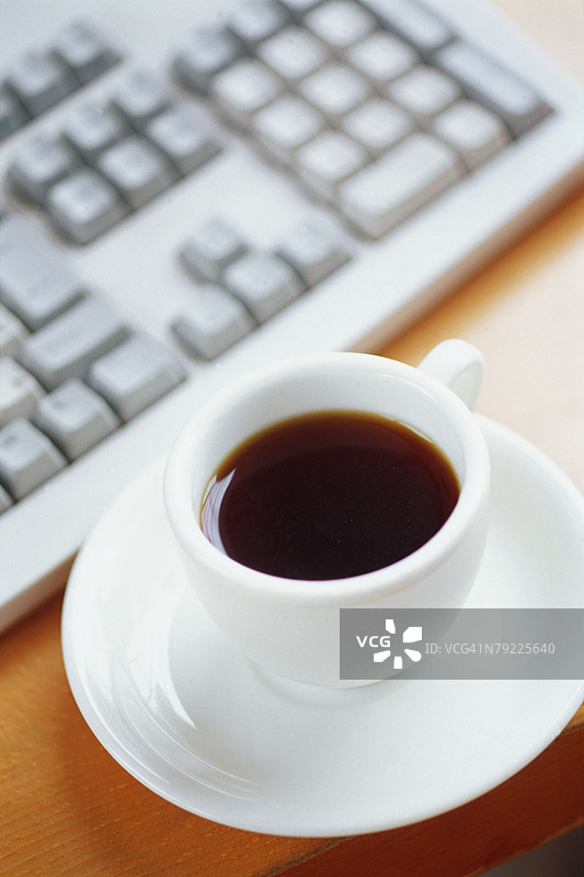 键盘和咖啡杯图片素材