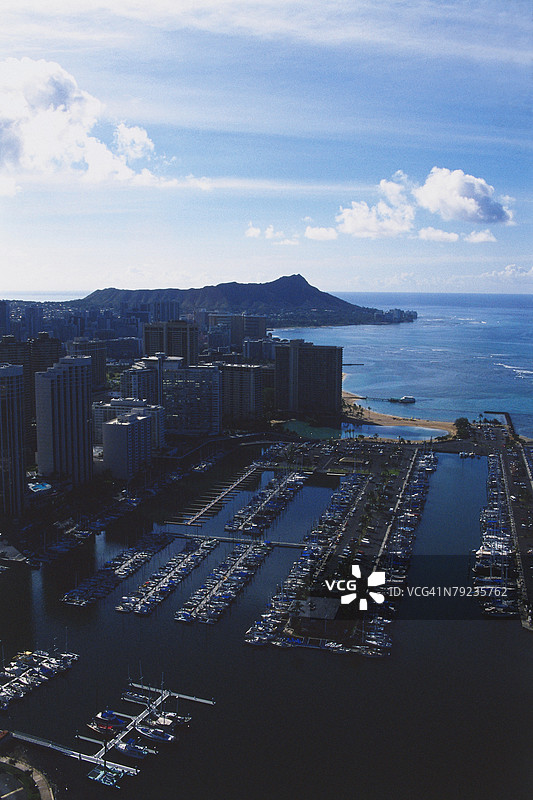美国，夏威夷，瓦胡岛，背景中的钻石头图片素材
