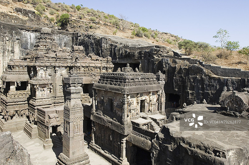 印度马哈拉施特拉邦奥兰加巴德埃洛拉凯拉什神庙的古老遗址图片素材