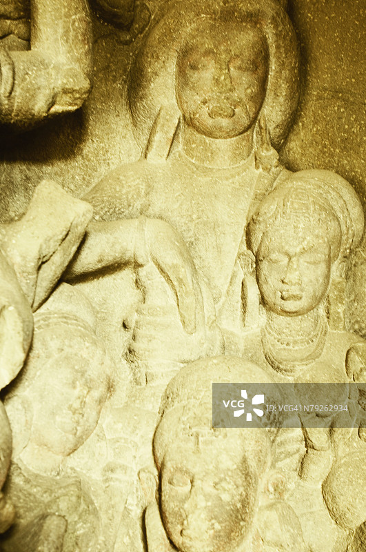 印度马哈拉施特拉邦奥兰加巴德埃洛拉石窟雕像图片素材