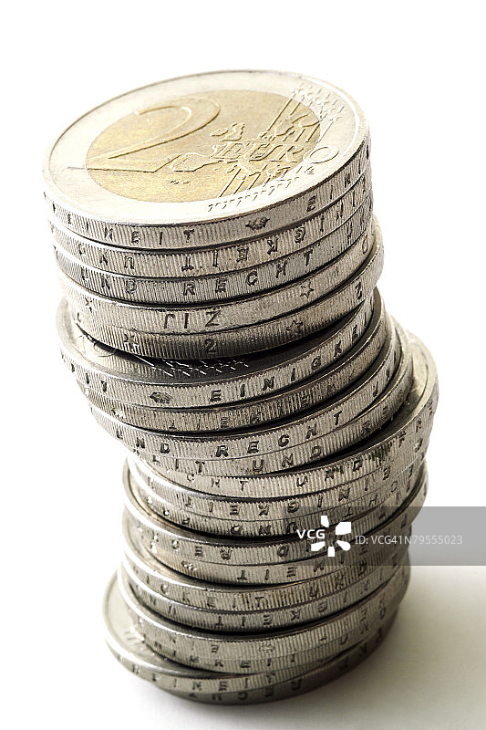 2欧元硬币堆图片素材