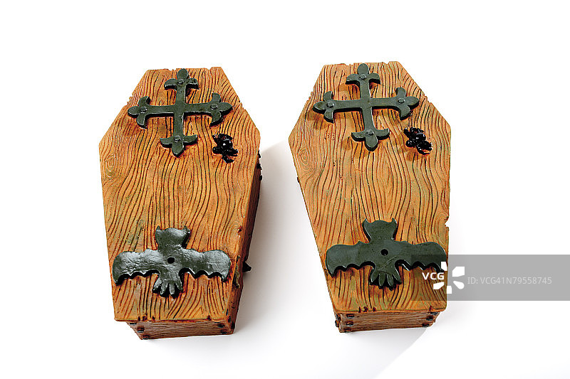 两个棺材，高角度视图图片素材