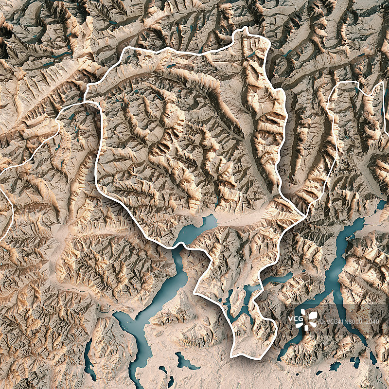 瑞士提契诺州地形图图片素材