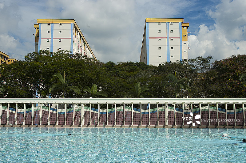 新加坡的建筑和公共游泳池图片素材