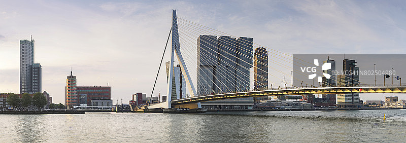 鹿特丹的伊拉斯谟大桥与现代建筑图片素材