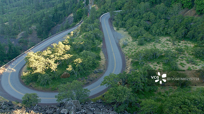 罗威纳山脊哥伦比亚河峡谷野花草甸的古老哥伦比亚河30号公路景观图片素材