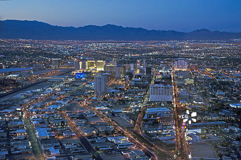 拉斯维加斯弗里蒙特街区的俯视角度图片素材