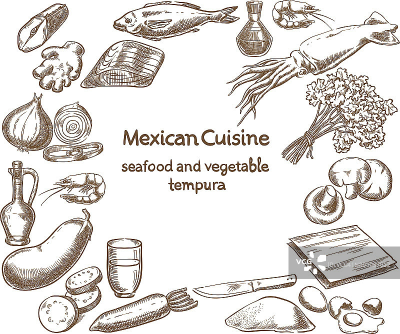 日式海鲜蔬菜天妇罗食材图片素材