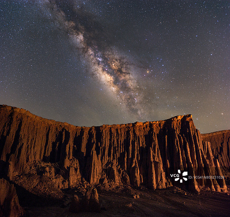 泰国沙缴府拉鲁岩层公园峡谷上的银河图片素材