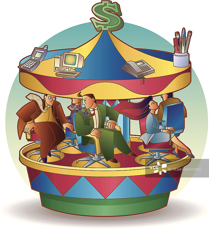 在旋转木马上的商务人士图片素材