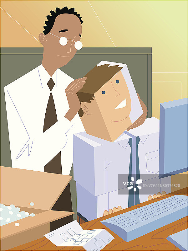 商人从盒子里组装同事图片素材