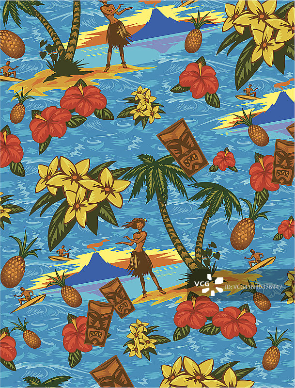 夏威夷衬衫面料纹理元素图片素材