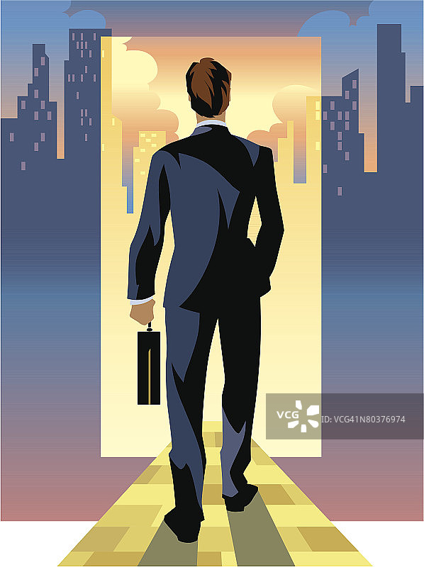 商人走向城市图片素材