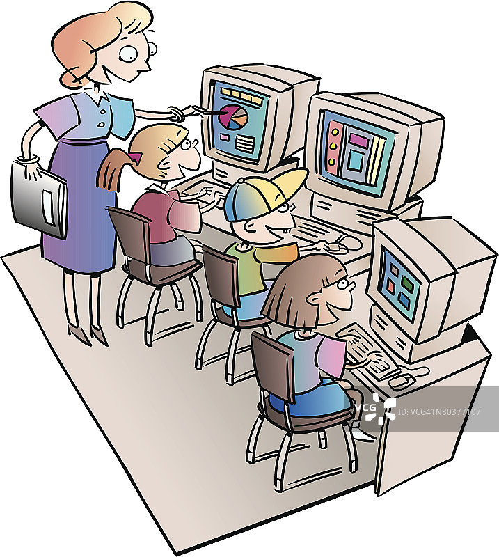 电脑教室里的儿童图片素材