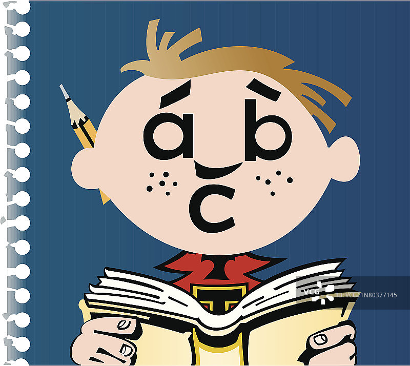 男孩在读书，abc，彩色，分组元素图片素材