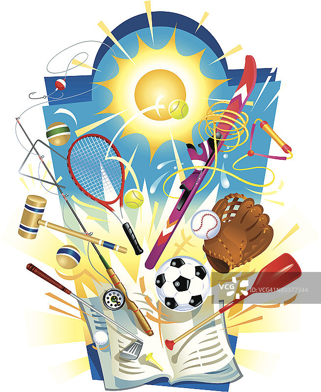 多种户外运动装备蒙太奇图片素材