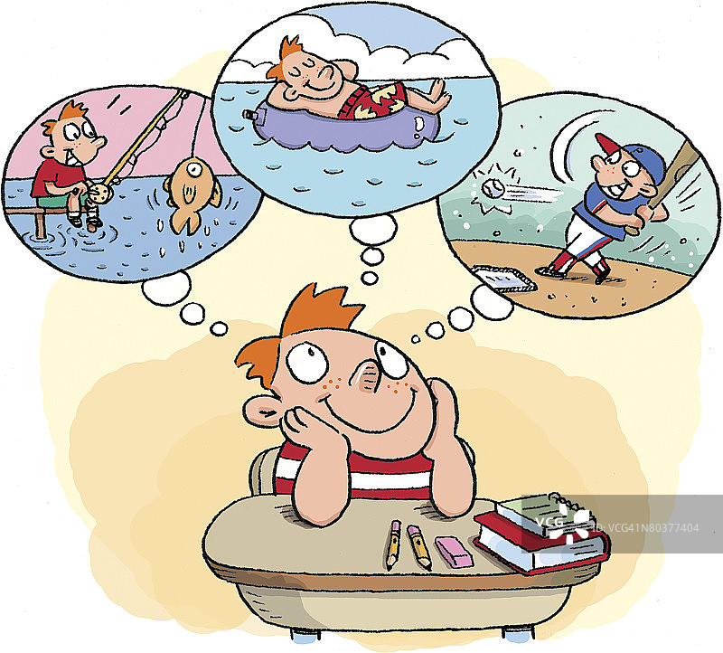 正在做白日梦的学生图片素材