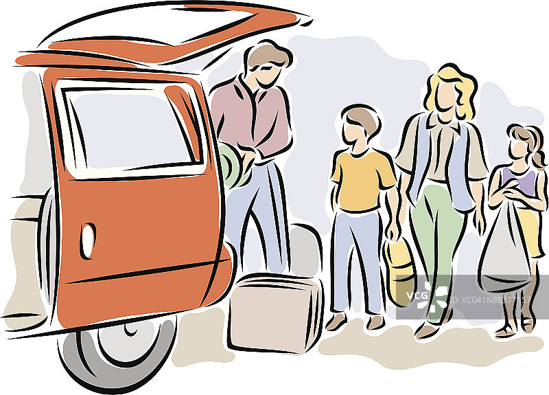 家人用行李装载货车图片素材