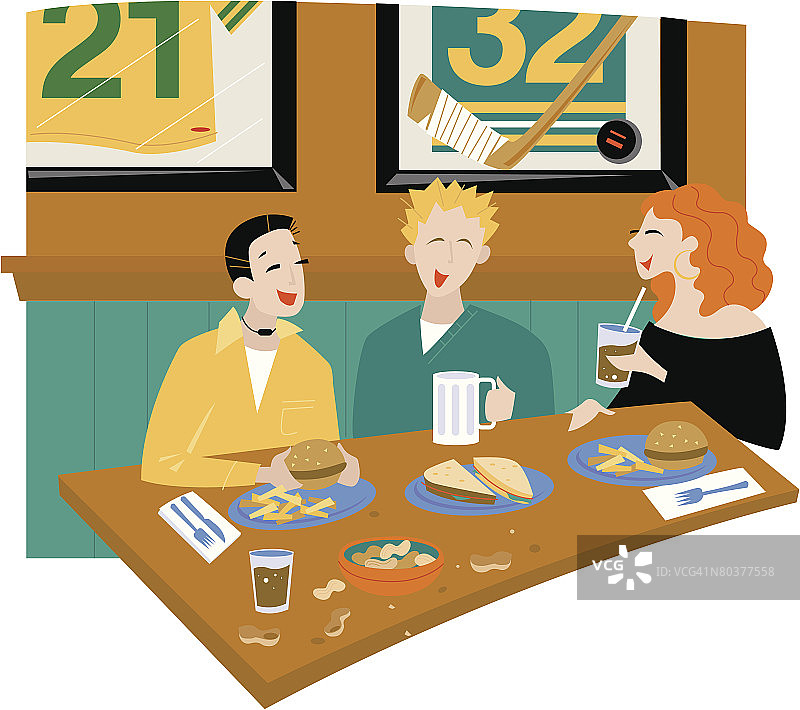 餐厅里的三个青少年图片素材