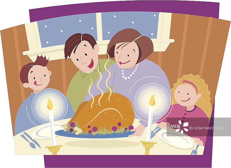 感恩节晚餐上的家庭图片素材