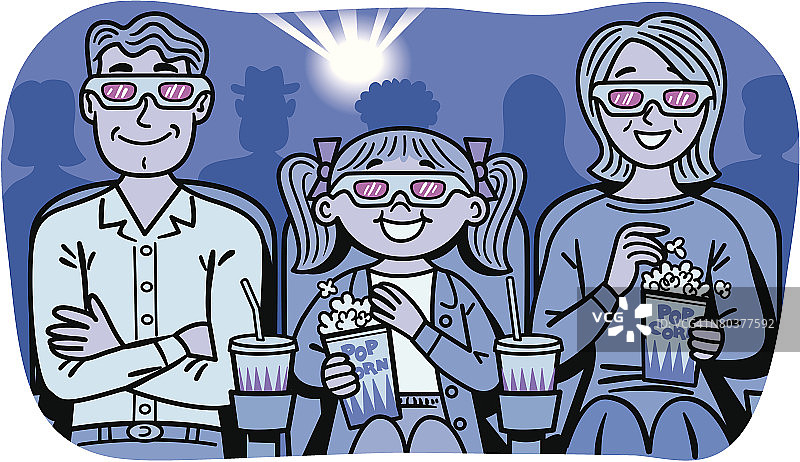 家庭在电影院图片素材