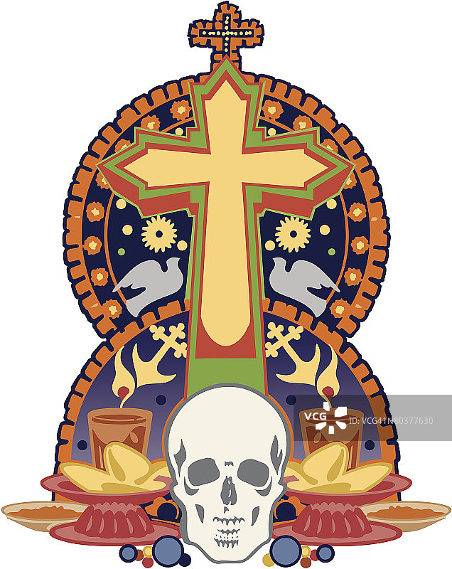 亡灵节祭坛彩色元素图片素材