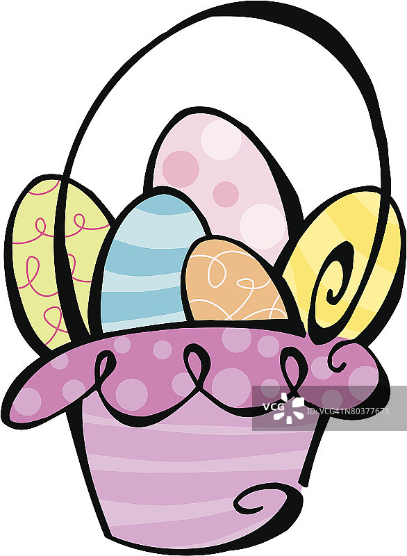 复活节篮子和彩蛋图片素材