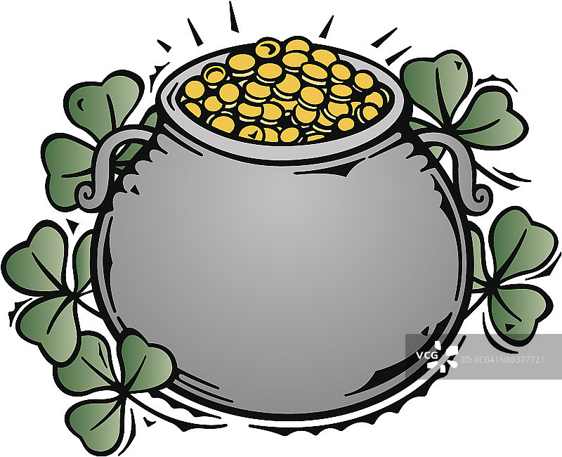 金罐和三叶草彩色边框图片素材