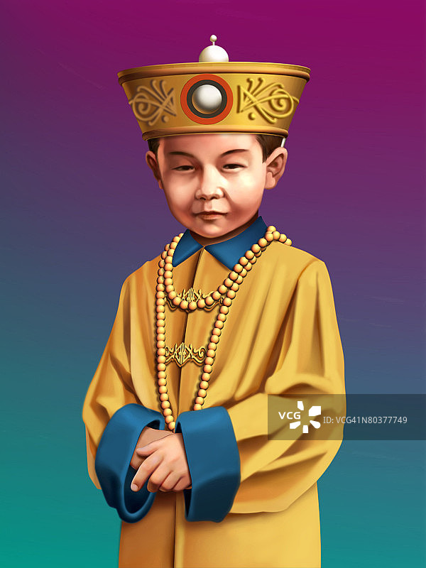 穿传统服装的中国男童图片素材