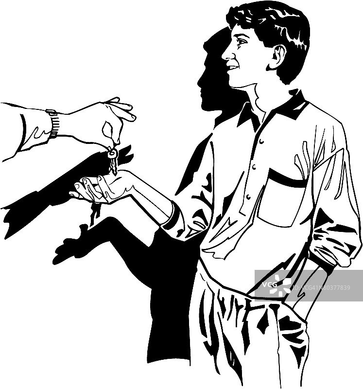 递给青少年男孩车钥匙图片素材