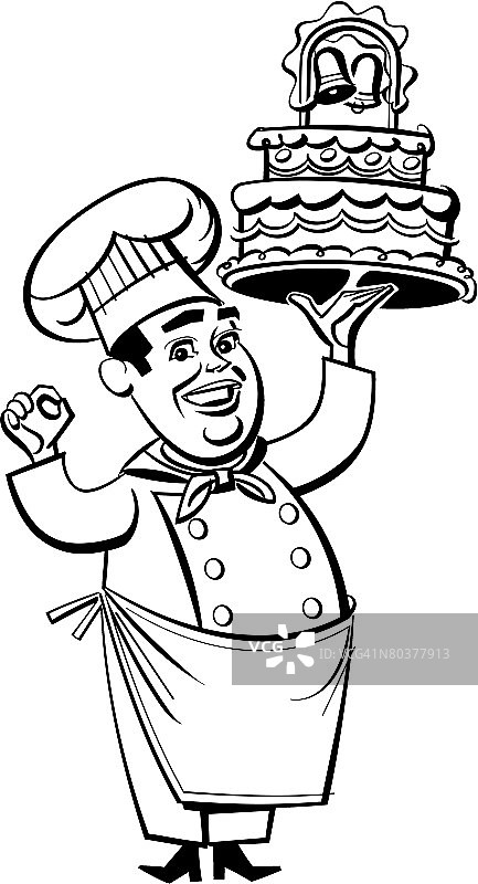 面包师拿着婚礼蛋糕，多层面包，甜心面包，面包店特价图片素材