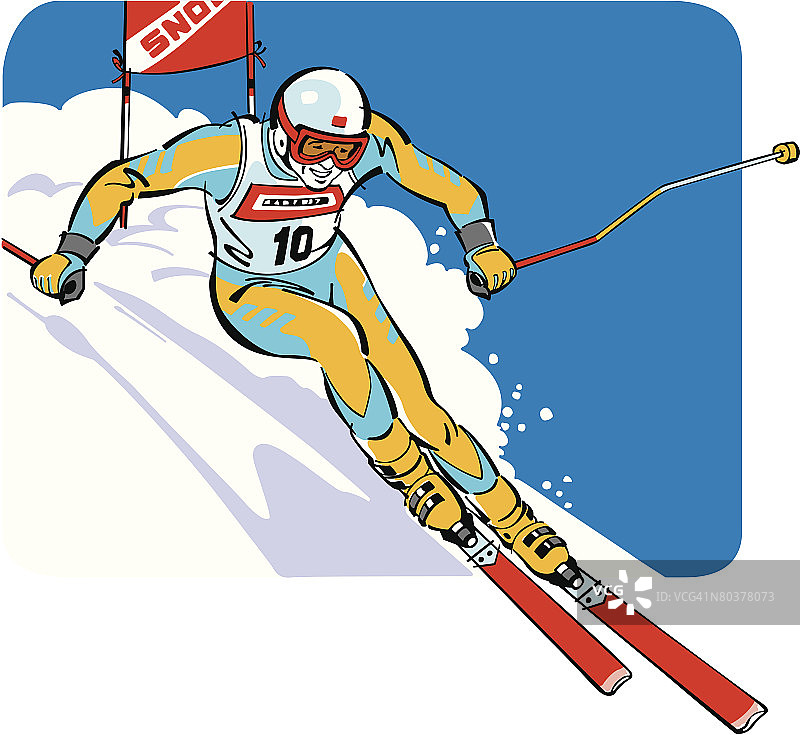 滑雪者下坡滑雪图片素材