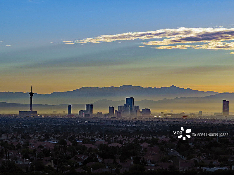 拉斯维加斯大道的黎明景色图片素材