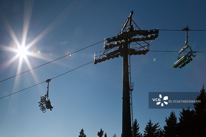 德国温特贝格缆车与山地车剪影图片素材
