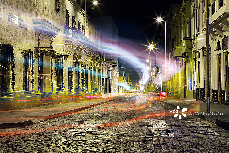 夜幕下的利马市中心图片素材