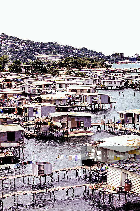 巴布亚湾的高跷村落图片素材