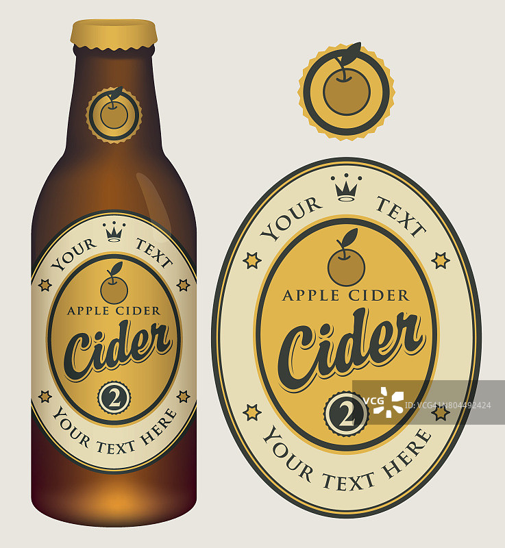 苹果酒标签与皇冠和铭文图片素材