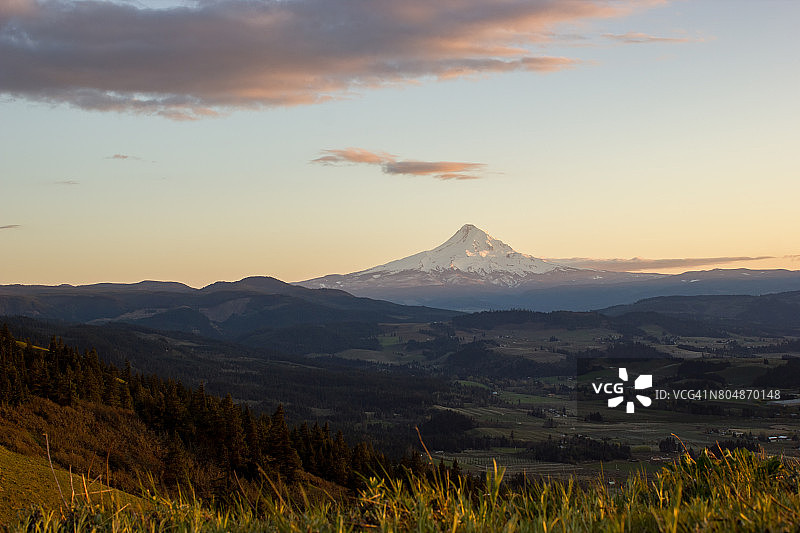 胡德河谷胡德山日落图片素材