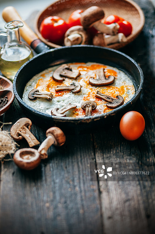 早餐：蘑菇炒鸡蛋图片素材