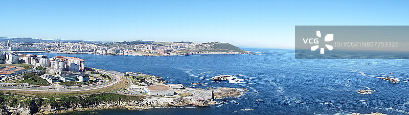 拉科鲁尼亚市全景航拍图片素材