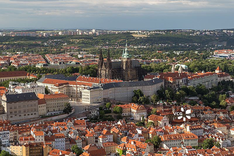 布拉格小城区航拍景色图片素材