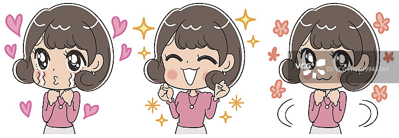 表情丰富的可爱女人图片素材