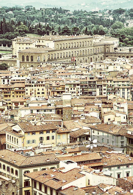 佛罗伦萨皮蒂宫：意大利托斯卡纳复古照片图片素材