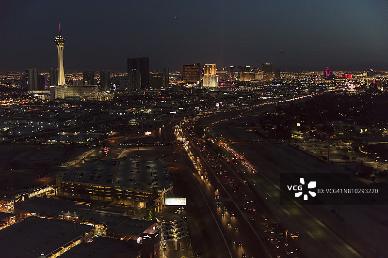 拉斯维加斯夜景航拍照片图片素材