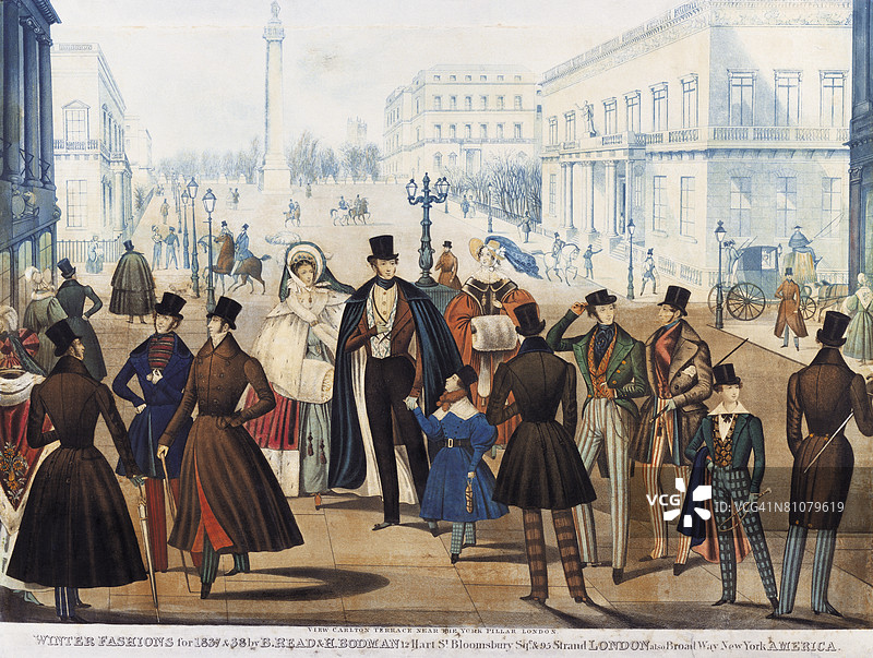 维多利亚女王及其随行人员的冬季时尚画册图片素材